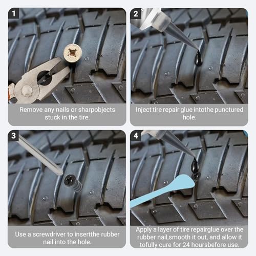 Tire Repair Glue, Tire Repair Nail, Black Rubber Cement Kit, 100ml - color: 100ml