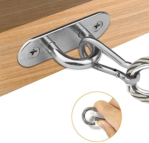 Stainless Steel 1.8 inch Pad Eye Plate U Hooks + Stainless Steel Snap Hook,Marine Hardware Staple Hook Loop with Screws, 8 Pack - size: 8 Pack