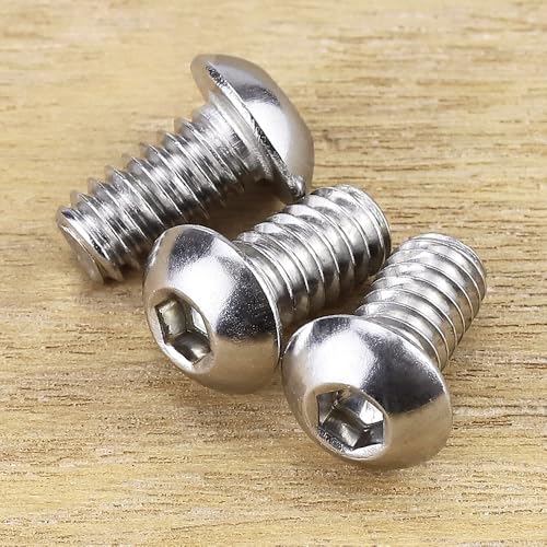 1/4-20 x 1/2" Button Head Socket Cap Bolts Screws, 304 Stainless Steel 18-8, Allen Hex Drive, Bright Finish, Fully Machine Thread, Pack of 25 - size: 1/4-20 x 1/2