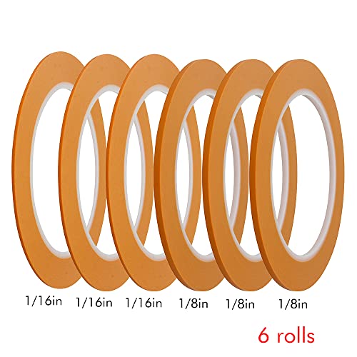 JINBING Pinstripe Masking Tape Fine Line Tape (1/16 in 1/8 inch x 3)
