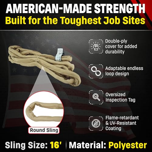 Chenango Supply VR4 16ft Tan Endless Round Polyester Rigging Sling - size: 16 ft