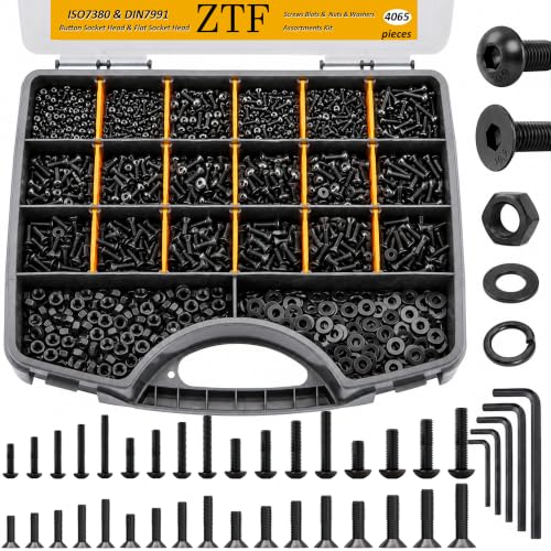 ZTF 4065pcs Metric Screw Assortment Kit,M2 M3 M4 M5 Assorted Screws - size: Flat+Button Head 4005Pcs