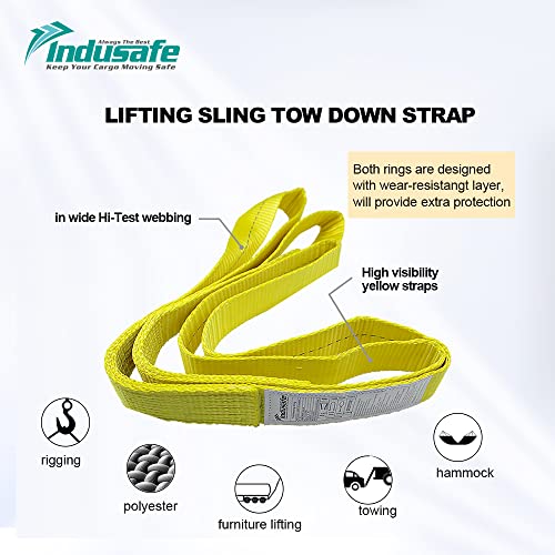 2" x 6’Lift Sling Strap Twisted Eye Polyester Web Sling Rigging Strap for Lifting Towing and Hoisting, Pack of 2 - color: Yellow 6ft 3100lbs, size: 2 Pack