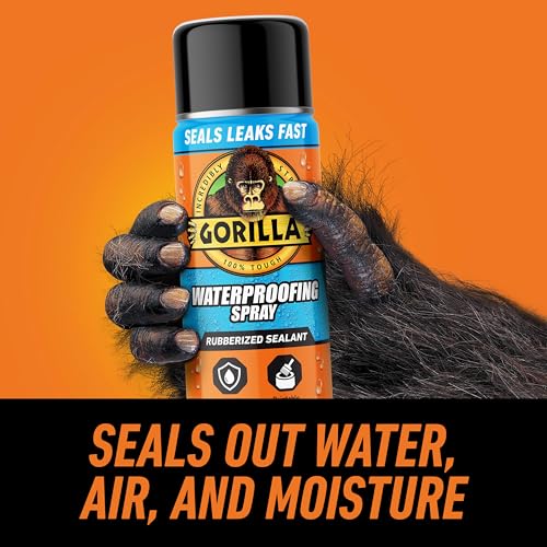 Gorilla Waterproofing Spray, Black, 16 oz, Flexible Rubberized Sealant - color: Black, size: 1 - Pack