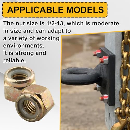 Grade 8 Coarse Lock Nuts 1/2"-13 (25 Pack), 1/2″-13 Locknuts Yellow Zinc Finish Steel Nylon Insert Lock Nut
