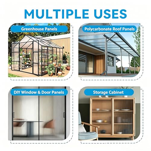 6 PCS 48×24×0.24in Polycarbonate Greenhouse Panels Twin-Wall - size: 48×24×0.24in