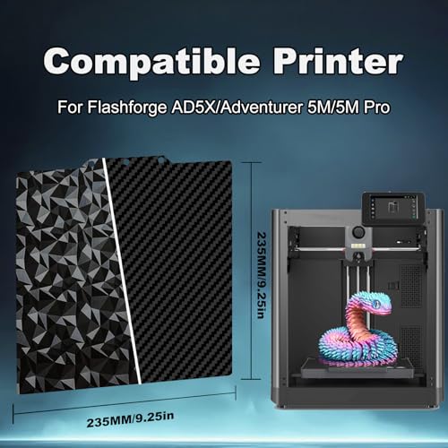 235x235mm 3D Printer Build Plate Smooth PEO+Smooth PET Spring Steel Sheet for Adventurer AD5X/5M/5M Pro Heated Bed (Carbon Fiber + Diamond Pattern) - size: 235x235(5M)