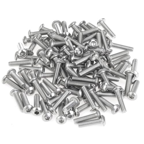 105 Pieces M3 x 12mm Button Head Socket Cap Screws, Thread Pitch 0.5mm, Sutemribor M3 Screws, 304 Stainless Steel, Fully Threaded, Silver - size: M3 x 12mm, style: Button Head