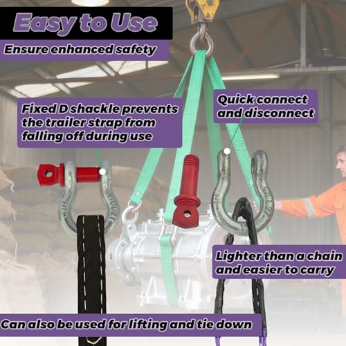 1" × 10' Web Lift Sling Straps with and D Ring Shackle - size: 1 Inch × 10 FT