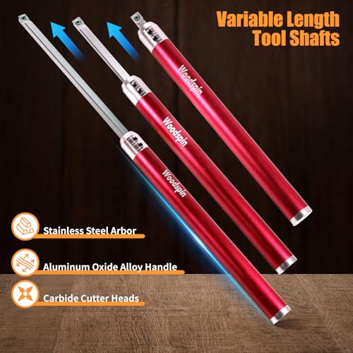 Wood Turning Kits, Carbide Lathe Tools for Wood Lathe, Wood Lathe Tools and Accessories with Indexable Inserts, Wood Turning Tools for Lathe Set, Lathe Tools & Lathe Accessories with Storage Case(Red) - color: Red