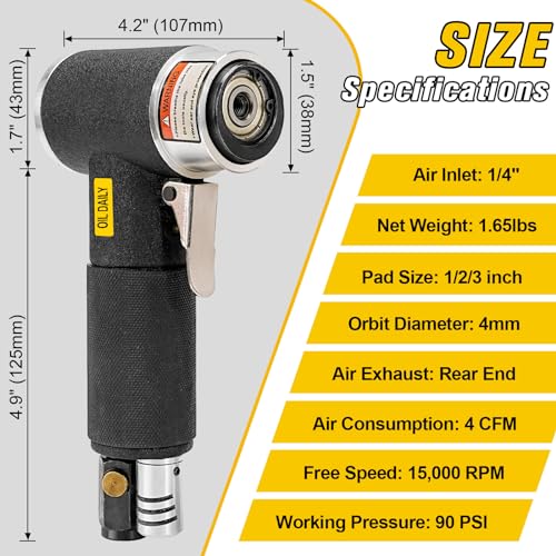 SI FANG 2'' 3'' Mini Orbital Air Sander High Speed Pneumatic Polisher - style: Air Sander Only