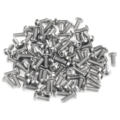 105 Pieces M3 x 8mm Button Head Socket Cap Screws, Thread Pitch 0.5mm, Sutemribor M3 Screws, 304 Stainless Steel, Fully Threaded, Silver - size: M3 x 8mm, style: Button Head