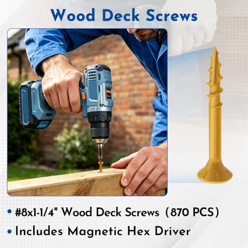 #10 x 4 Deck Screws Wood Screws, Torx Flat-Head Exterior Screws, T25 Star Bit Included(365PCS 5LB Box) - size: #10x4"