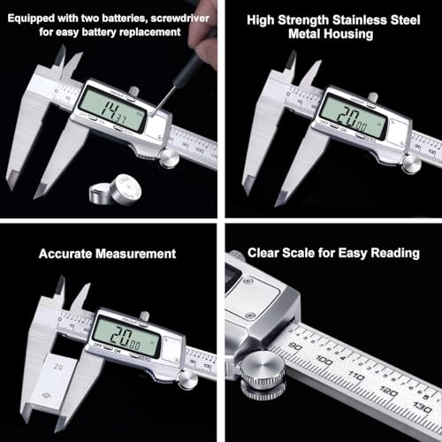 Kynup Digital Caliper 12inch, Caliper Measuring Tool, Micrometer Caliper - color: Silver, size: 12 Inch Standard