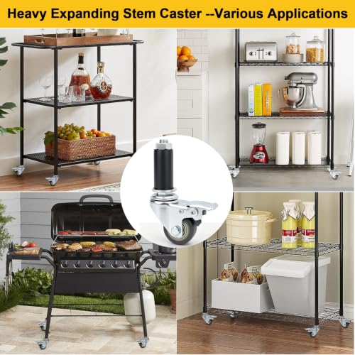1.5 Inch Expanding Stem Casters with 4 Size Rubber Sleeves Set of 4 - size: 1.5Inch