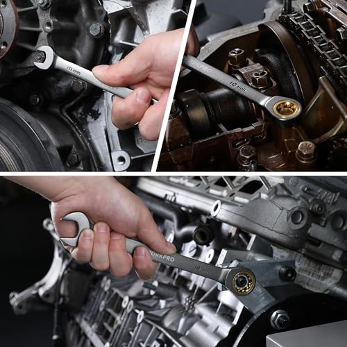 WORKPRO 22 PCS Ratchet Combination Wrench Set with Tool Box, Nickel Plating - style: Regular & Nickel Plating