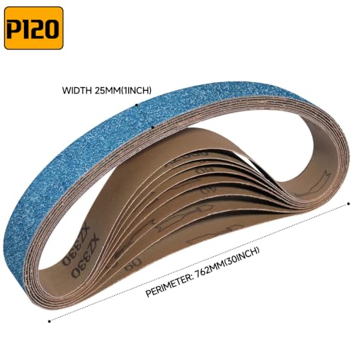 10-Piece Premium 1 x 30 Inch Zirconia Sanding Belts 120 Grit - color: 120 Grit, size: 1x30 Inch