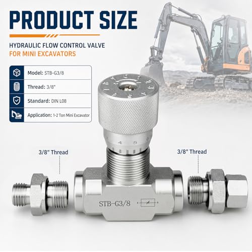 STB‑G3/8 3/8" L08 Hydraulic Flow Control Valve for 1-2 Ton Mini Excavator