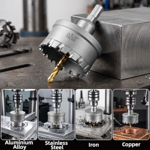 SALI 3-9/16"(90mm) TCT Hole Saw Kit Tungsten Carbide Tipped Hole Saw Drill Bit with Titanium-Plated Pilot Drill bit for Metal, Stainless Steel, Iron, Wood, Plastic - size: 3-9/16"