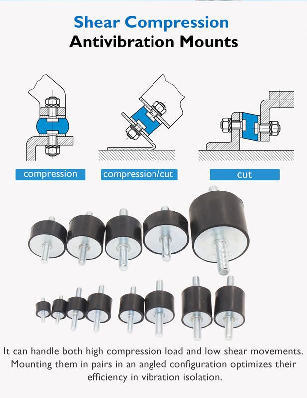 EASYEAH M8 Rubber Vibration Isolator Mounts Double Stud Shock Absorber - size: VV-M8x23-30x20