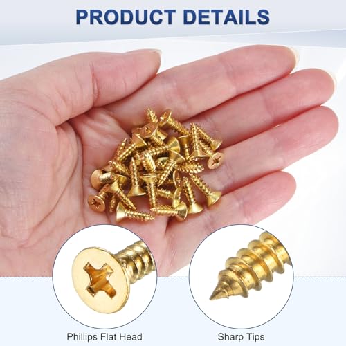 M METERXITY 100-Pack Brass Wood Screws M3.5 x 12mm Phillips Flat Head Self-Tapping Screw Connector Fasteners for Door Hinges/Woodworking/Furniture Repair/Gardening/DIY Crafts Decorative Screws - size: M3.5x12mm