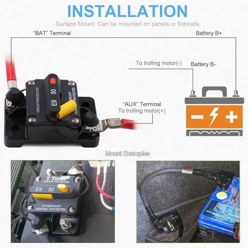 E9 1/4" Studs 40A Amp Circuit Breaker w/Recessed Switch Button UL - size: Recessed Button-40A