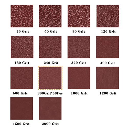 30 Pcs Hook and Loop Triangle Sandpaper 800 Grit 80mm 3-1/8 Inches for Oscillating Multi Tool Detail Sander Sanding Discs Triangle Sanding Pads - style: 800 Grit