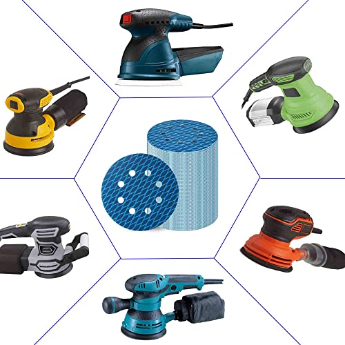 Orbital Sander Sandpaper 5 Inch 8 Hole Sanding Disc Hook and Loop Pads Sand Paper 60 Grit for Wood Metal 70 PCS Blue Aluminum Oxide Anti Blocking Rhombus Sanding Discs - style: 5 inch 60 grit