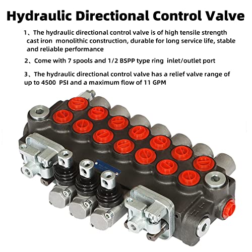 7 Spool 11GPM 4500 PSI Hydraulic Control Valve - size: 7 Spool 11GPM