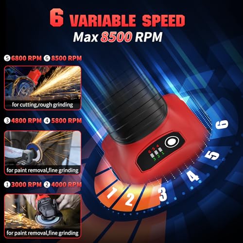 Angle Grinder 4-1/2 Inch Cordless Compatible with Milwaukee 18V/M18 Battery - color: Red