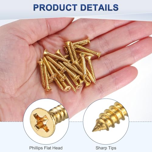 M METERXITY 100-Pack Brass Wood Screws, M3 x 20mm Phillips Flat Head Self-Tapping Screw Connector Fasteners for Door Hinges/Woodworking/Furniture Repair/Gardening/DIY Crafts Decorative Screws - size: M3x20mm