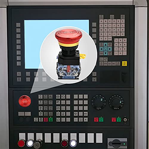 APIELE 22mm 1NO 1NC Red Metal Head Mushroom Emergency Stop Push Button Switch 600V 10 Amp (Type A) - size: Type A, style: Type A