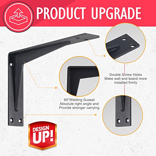 CLT 22” Black Shelf Bracket, 1/5" Thick – Heavy Duty Corner Brace, Supports 550 lbs, Industrial Modern Farmhouse Style – Right Angle Bracket for Tables, Benches, DIY Space-Saving Projects (Pack of 4) - color: Black L Gusset, size: 22 inches
