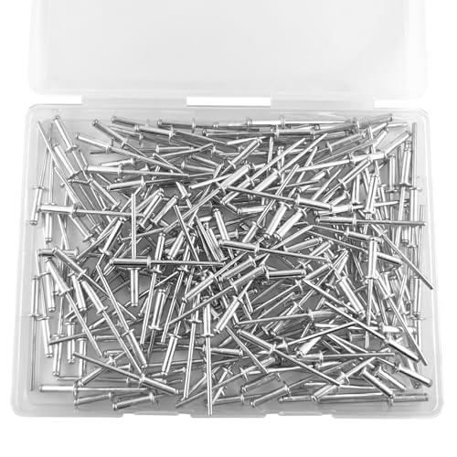 ALLCLEAN 200 Pcs 1/8" x 1/2" Aluminum Blind Rivets,3.2 x 12mm Pop Rivets,Aluminum Grip and Steel Mandrel - color: Aluminum, size: 1/8"x1/2"