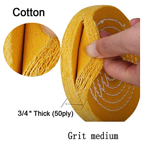 SCOTTCHEN Buffing Polishing Wheel Yellow 8 inch (50 Ply) for Bench Grinder 5/8" Arbor Hole - 1pcs - color: Medium 1pc, size: 8 inch