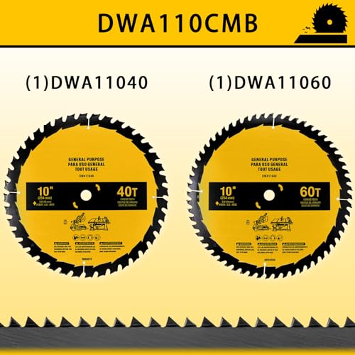 2-Pack 10in 40T/60T Table Saw Blades Compatible with Dewalt - style: 10IN,40T&60T