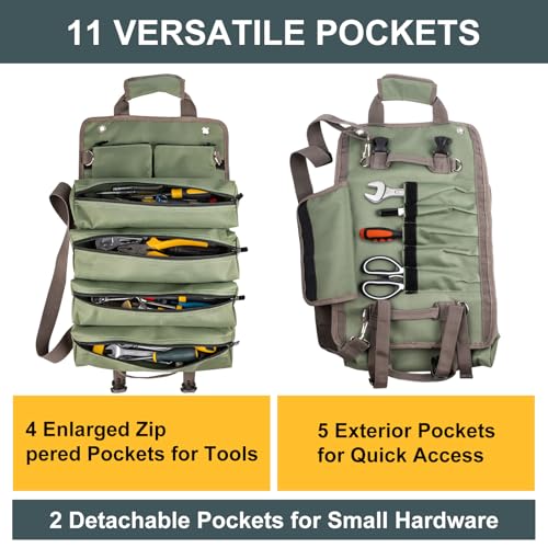 ITTAR Roll Up Tool Bag Organizer, Heavy Duty Motorcycle Tool Roll Up Bag