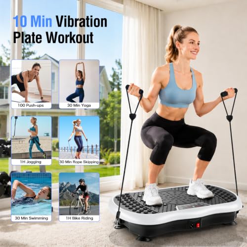 Vibration Plate Exercise Machine with 200 Speeds & 10 Presets - color: White