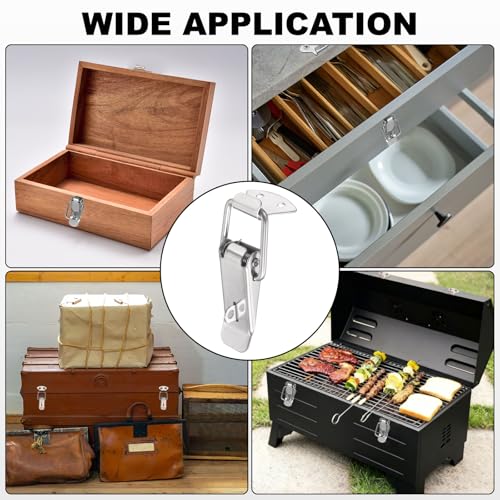 PATIKIL 2 Pcs Stainless Steel Spring Loaded Toggle Latch, 3.5" Tool Box Catch Hasp Clamp Lock with Mounting Hole and Screws for Cabinet Door Barn Wooden Case Chest - size: 3.5"