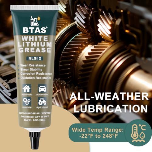 BTAS White Lithium Grease NLGI 2 for for Auto/Farm/Industrial Equipment 8oz - size: 8 oz