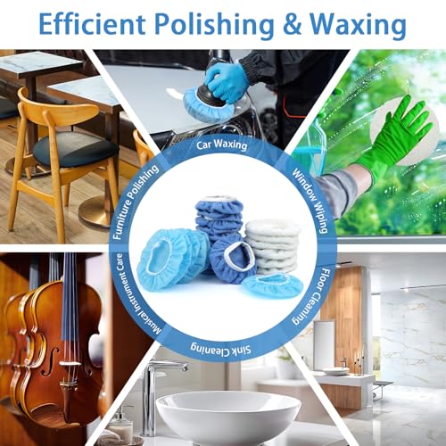 24 Pcs Car Buffing Pads 5-6 Inch Bonnet Set for Polishing Waxing
