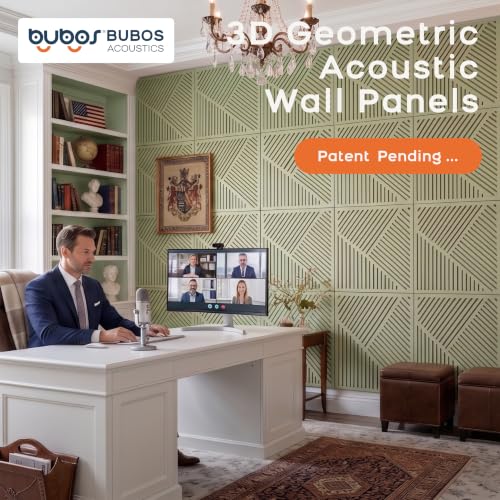 BUBOS Acoustic Panels Sound Absorbing Wall Panels, 0.7" Thick Diagonal Carved Decor for Audio Clarity, Damage-Free Spike Nail Mount for Recording Studio & Office, 23.6"x23.6", 6 Pack,Green - color: Green