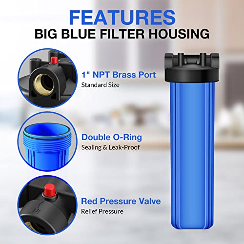 SimPure DB20P 20" *4.5" Whole House Sediment Water Filter Housing - size: 1 Count (Pack of 1), style: System (20 Inch x 4.5 Inch)