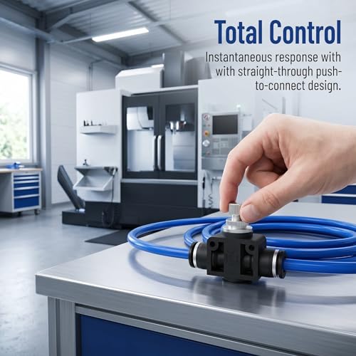 1/4 inch Straight Air Speed Controller Push to Connect Valve, 5 Pack