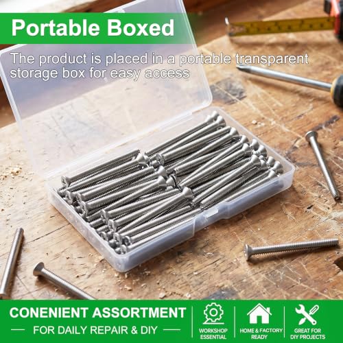 Twidec/#8-32x1-5/8 inch Flat Head Machine Screws Assortment kit,30PCS 304 Stainless Steel Phillips Flat Head Electricians Screws Long for Electrical Wall Plate Switch, Receptacles Mounting Screws - size: #8-32x1-5/8"