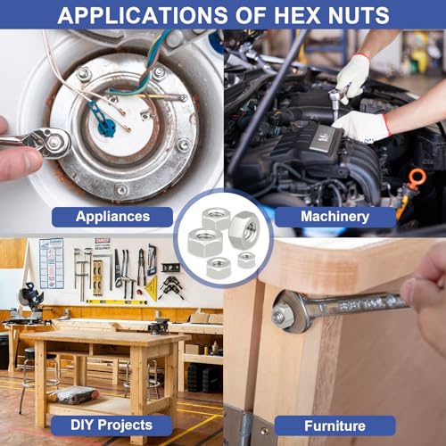 Hex Nuts, 5/16"-18, 55pcs Stainless Steel Nuts,Coarse Thread Hexagon Nut - size: 5/16"-18 55Pcs