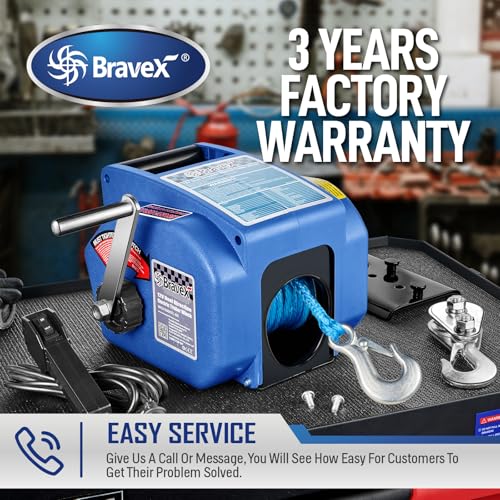 Bravex Trailer Winch 6000LBS, Reversible Portable 12-Volt DC Electric
