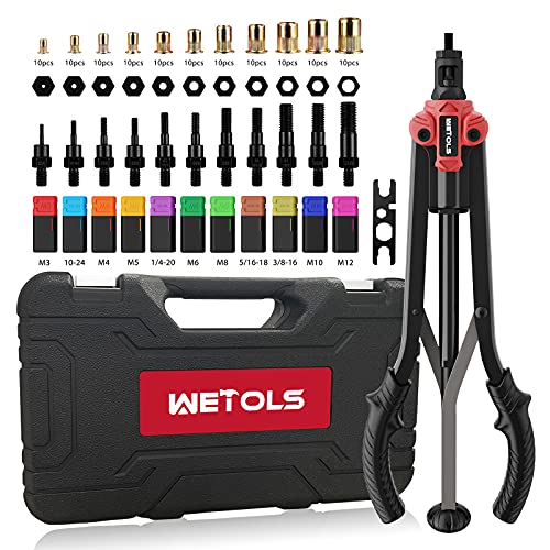 WETOLS Rivet Nut Tool, 17" Rivet Nut Tool with 11 Metric and SAE Mandrels - size: 17"