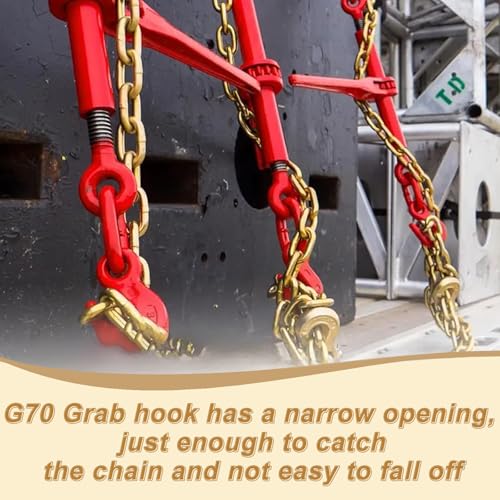 A A IN 2 Pack Transport Chain with 3/8" Clevis Hooks NACM Standard Grade 70,3/8"x10', Heavy Duty Binding Chain.