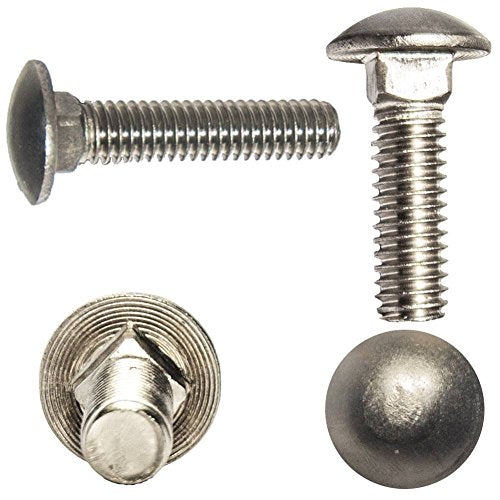 3/8-16 x 1-1/2" Carriage Bolts, Round Head, Square Neck, Stainless Steel 18-8, Full Thread, Plain Finish, Flat Point, Quantity 25 By Fastenere - size: 3/8-16 x 1-1/2" (25 Pack)